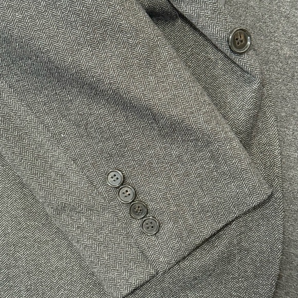 Ralph Lauren Blazer Gray Herringbone Wool Blend 52R Made In Canada Dillard’s Men - Picture 9 of 9
